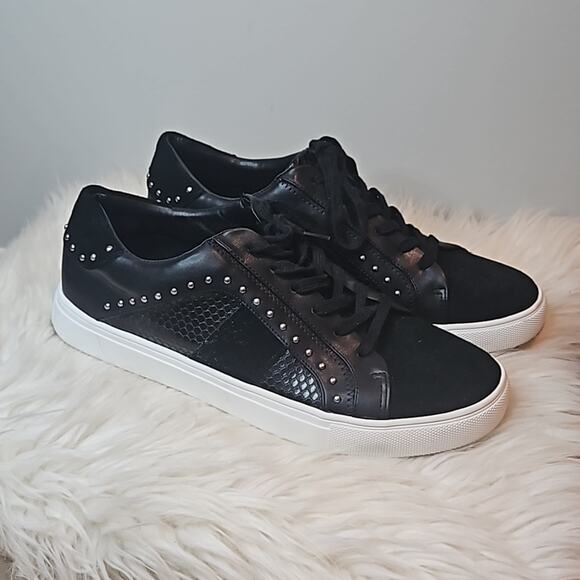 Steve Madden Zacy Black Suede Studded Sneaker - Picture 1 of 8